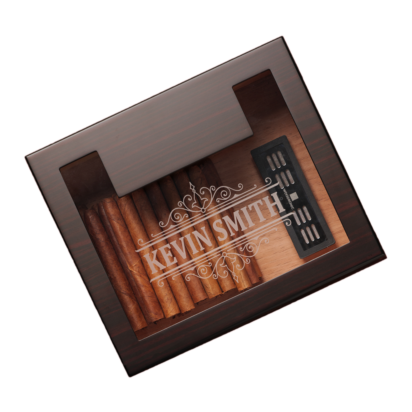 Mantle A5033 Monogrammed Cigar Humidor, 30-50 CT, Ebony Finish