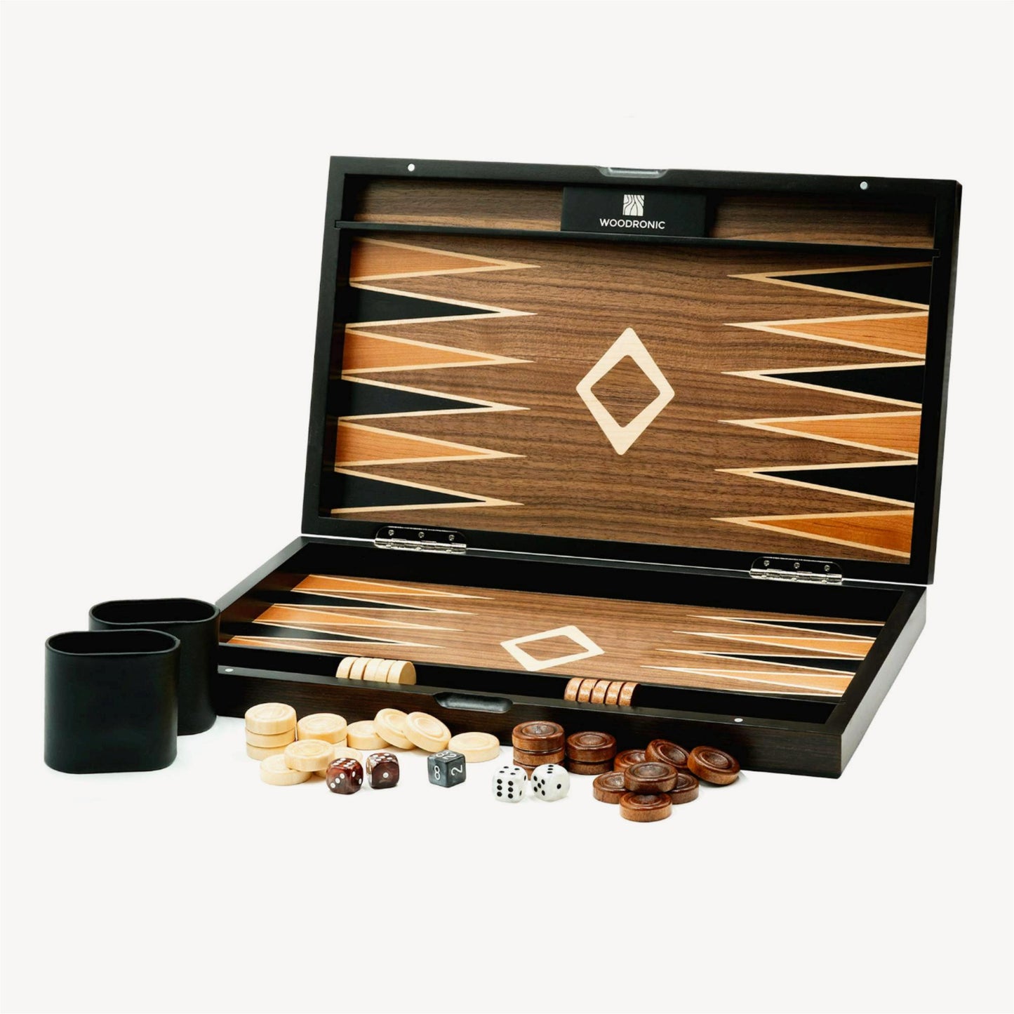 A5040 Backgammon Set, Walnut Maple Mahogany Veneers