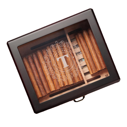 Enstatite A5043 Customized Cigar Humidor, 25-50 CT, Ebony Finish