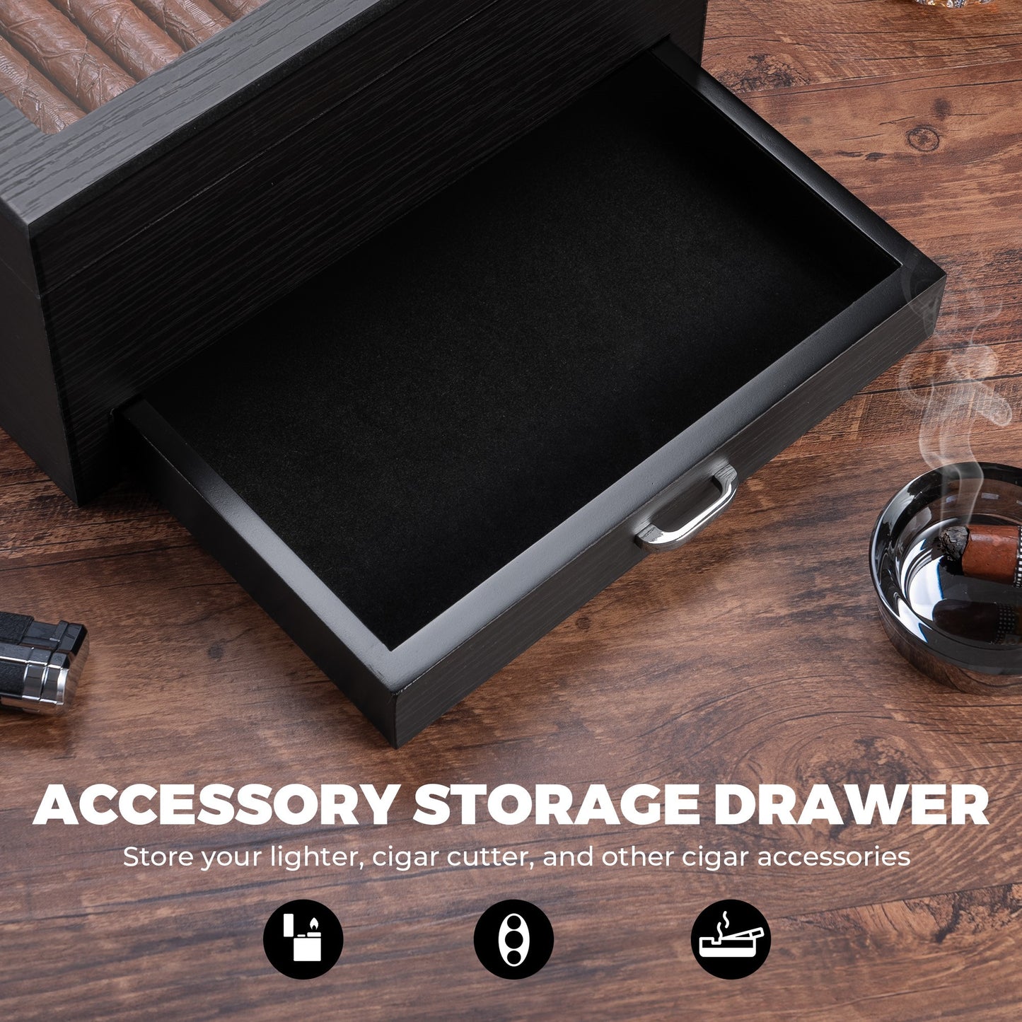 Cinorow CI-6004 Cigar Humidor, 25-50 CT, Handscraped Grain