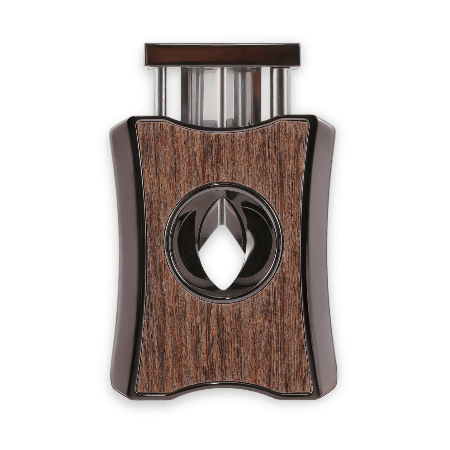 A5075 Cigar V-Cutter with Punch, Wenge Wood Inlay