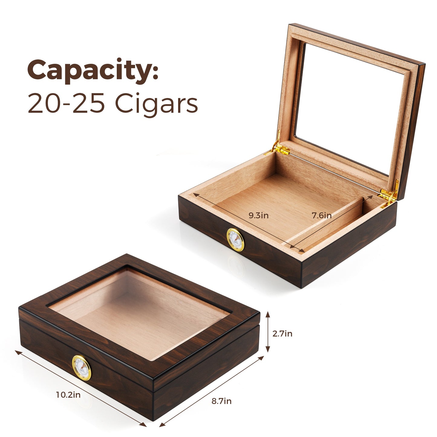25 count cigar humidor capacity and dimensions