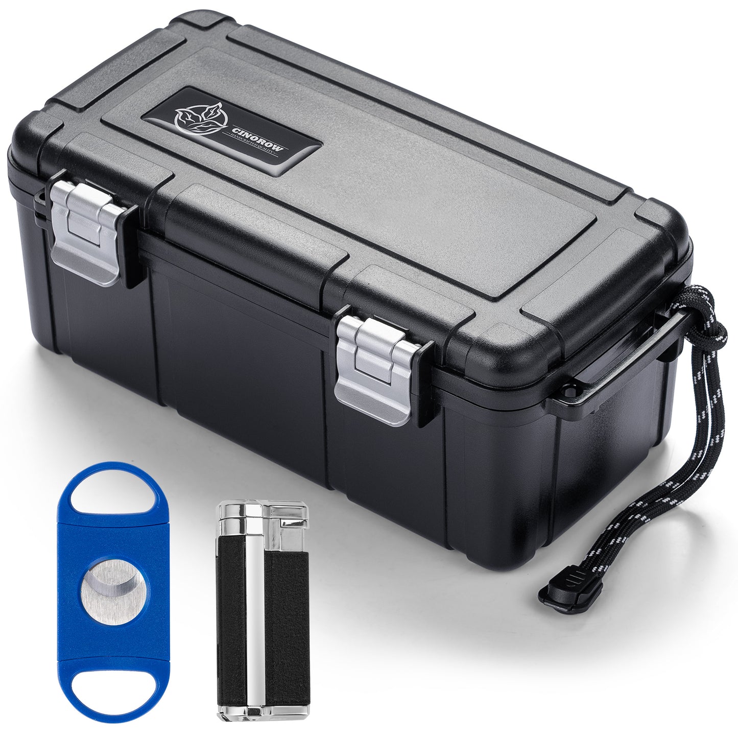 Cinorow CI-6003 Travel Cigar Humidor, 10-15 CT, Black