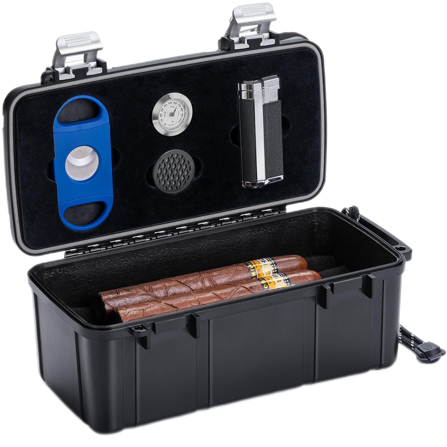 Cinorow CI-6003 Travel Cigar Humidor, 10-15 CT, Black