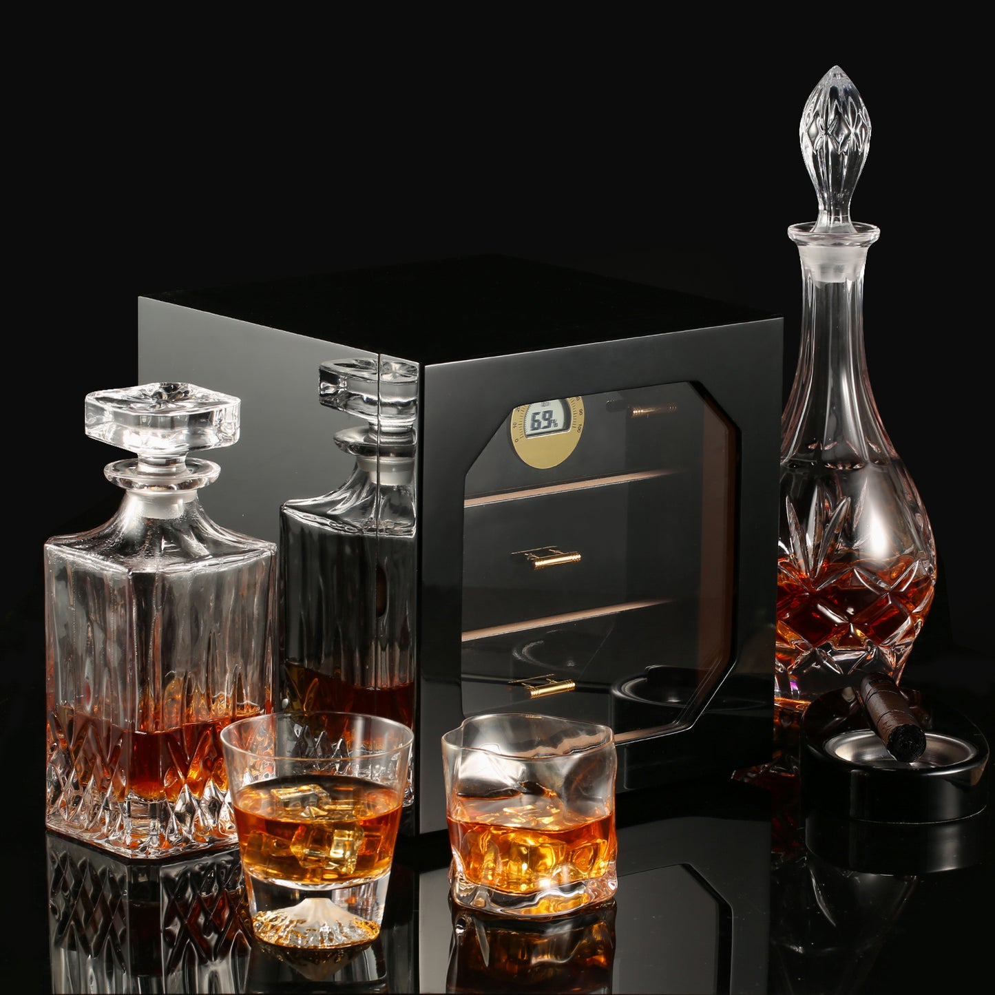 Black Cigar Cabinet Humidor