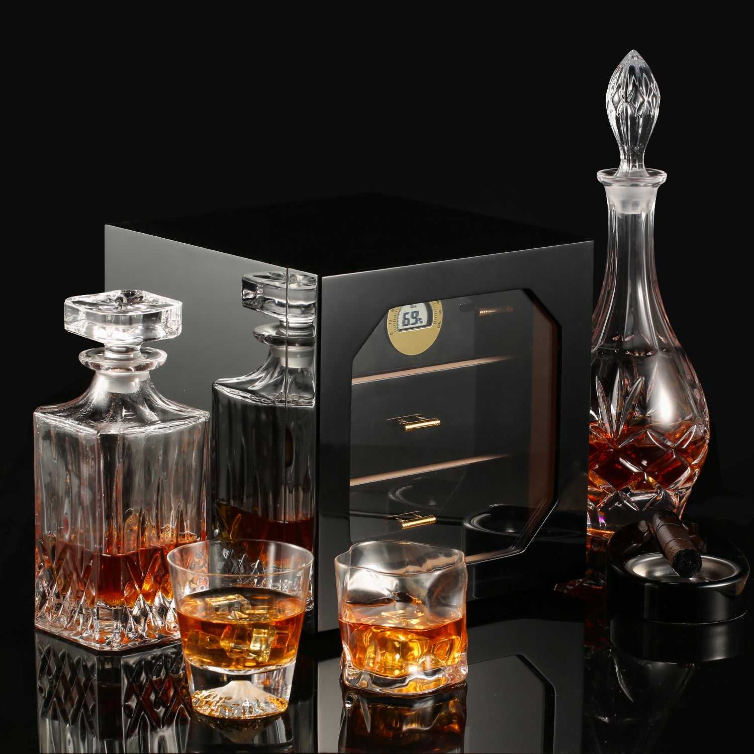 Black Cigar Cabinet Humidor