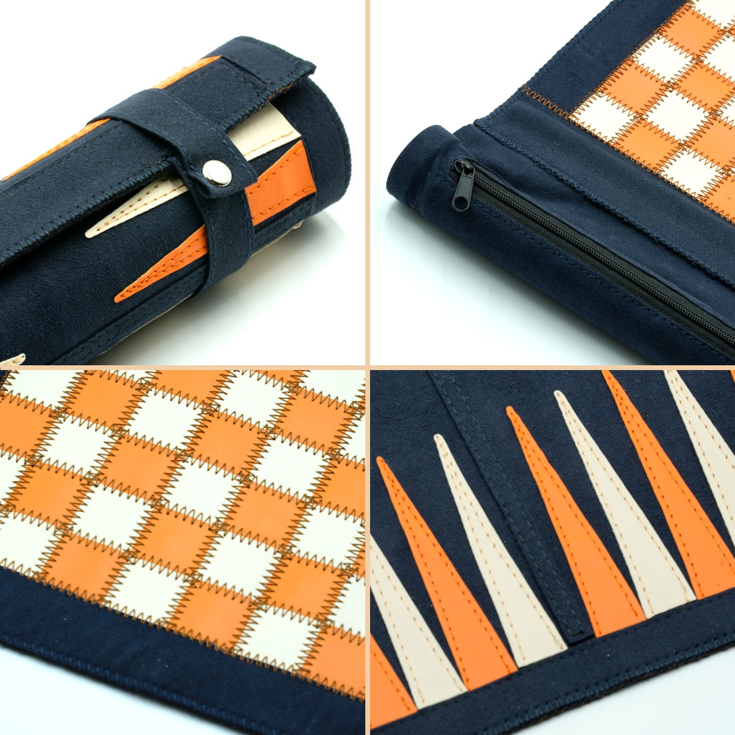 A5039N Backgammon Chess Checkers Set, PU Leather