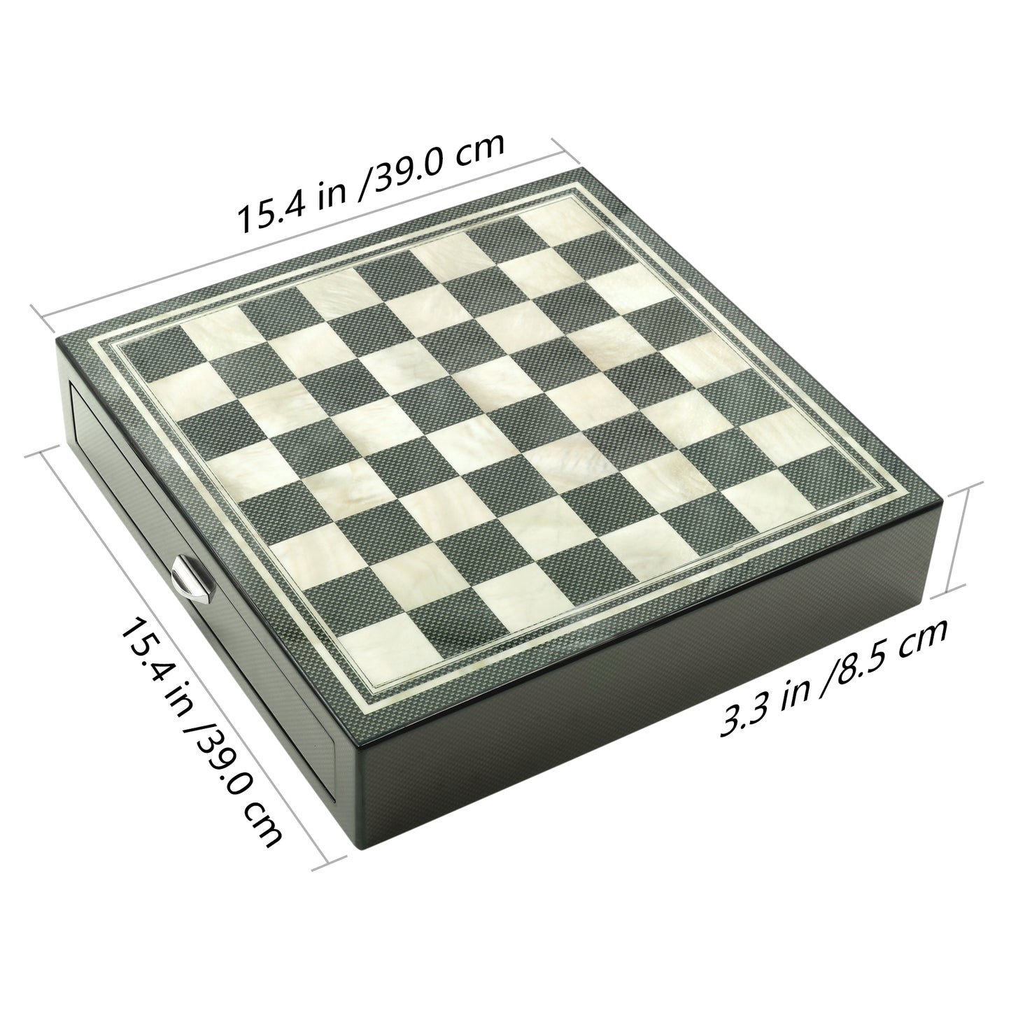 A5048 Chess Set with Chessmen, Glossy Carbon Fiber