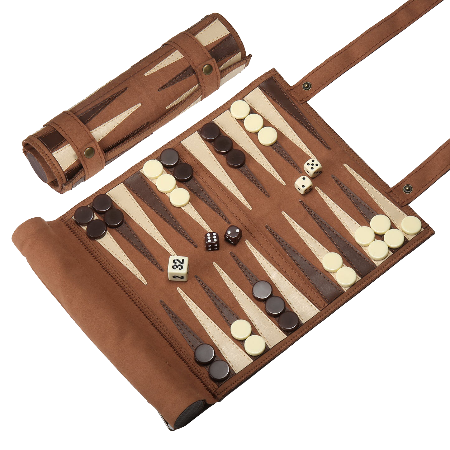 A5039C Backgammon Chess Checkers Set, PU Leather