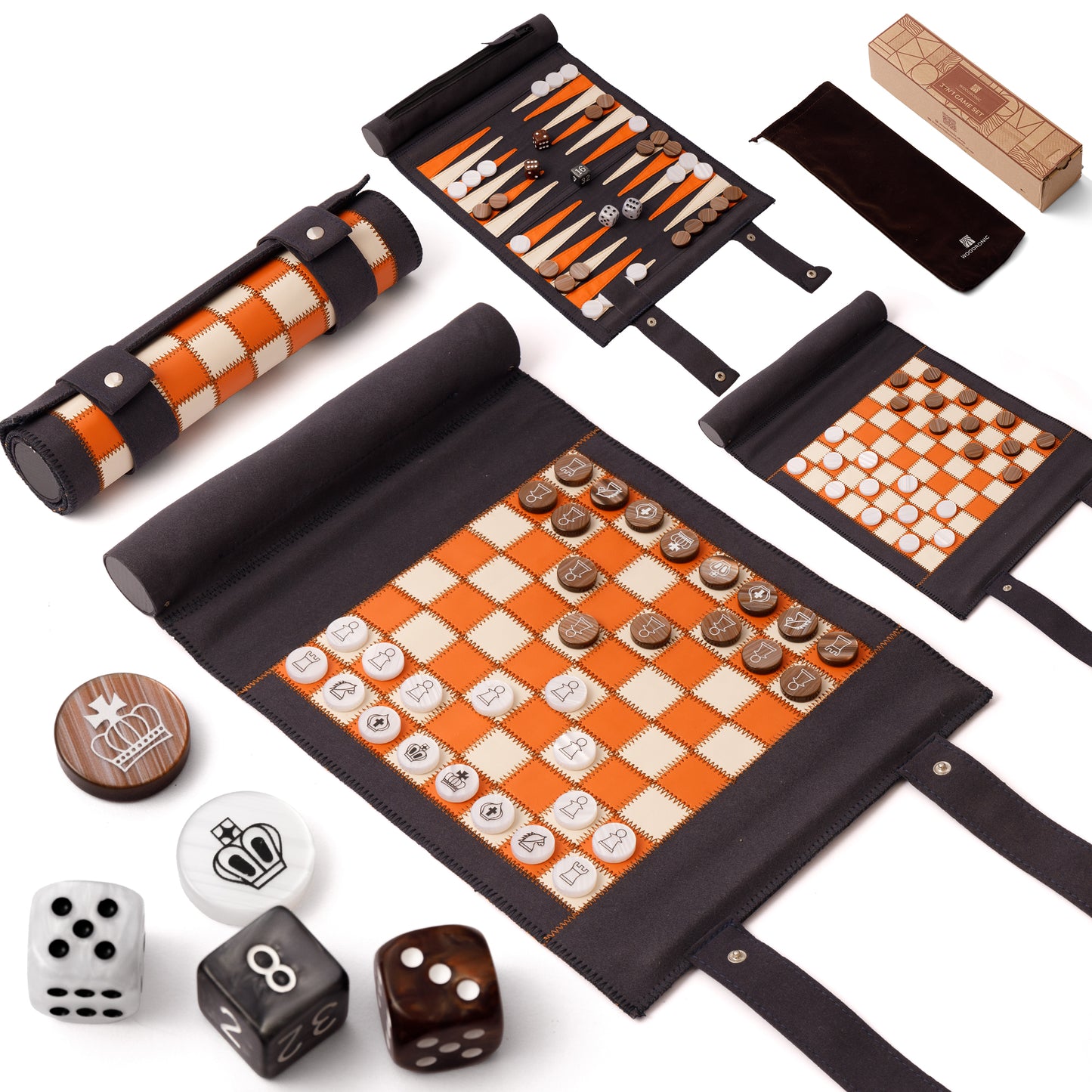 A5039N Backgammon Chess Checkers Set, Micro-Fiber