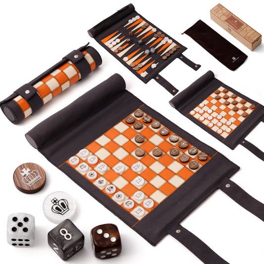 A5039N Backgammon Chess Checkers Set, Micro-Fiber