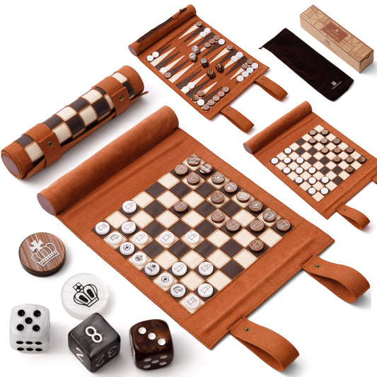 A5039C Backgammon Chess Checkers Set, Micro-Fiber