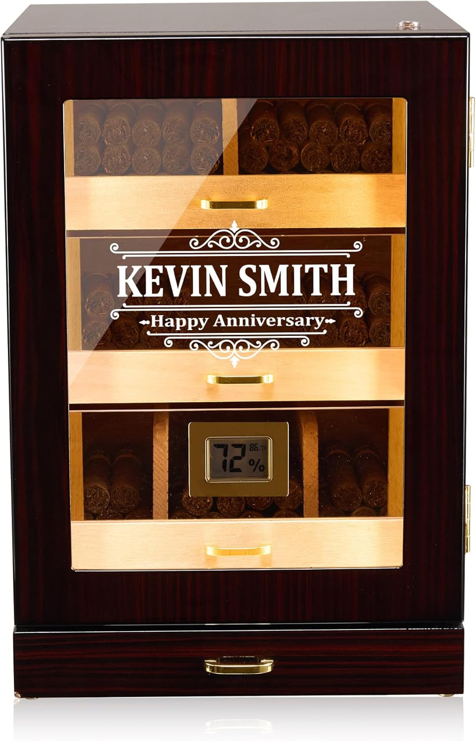Axinite A5054Pro Monogrammed Cigar Cabinet, 100-150 CT, Ebony Finish