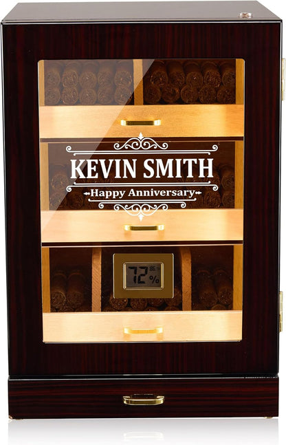 Axinite A5054Pro Monogrammed Cigar Cabinet, 100-150 CT, Ebony Finish