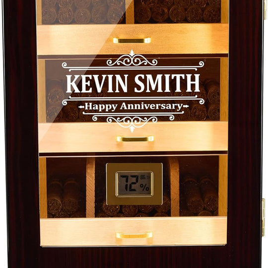 Axinite A5054Pro Monogrammed Cigar Cabinet, 100-150 CT, Ebony Finish