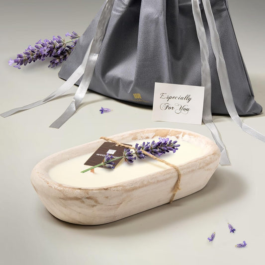 H5070 Dough Bowl Candle, White Paulownia