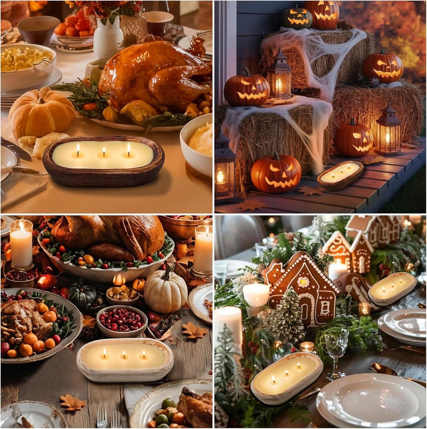 H5069 Dough Bowl Candle, Brown Paulownia