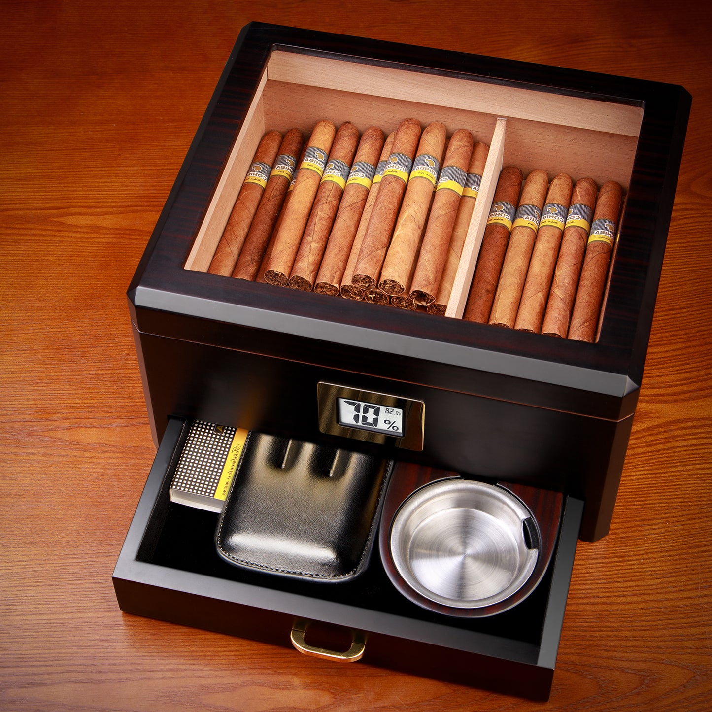 Enstatite A5043 Customized Cigar Humidor, 25-50 CT, Ebony Finish – Woodronic