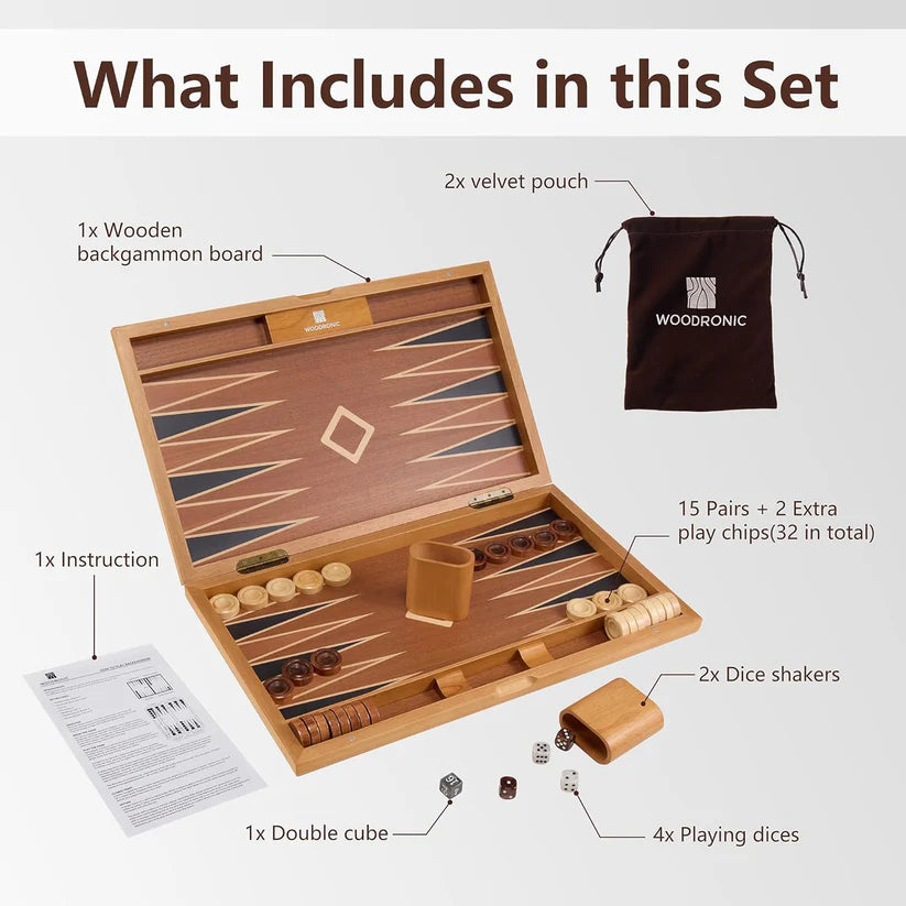 A5047 Backgammon Set, Chip Carved with Multiple Wood Veneers