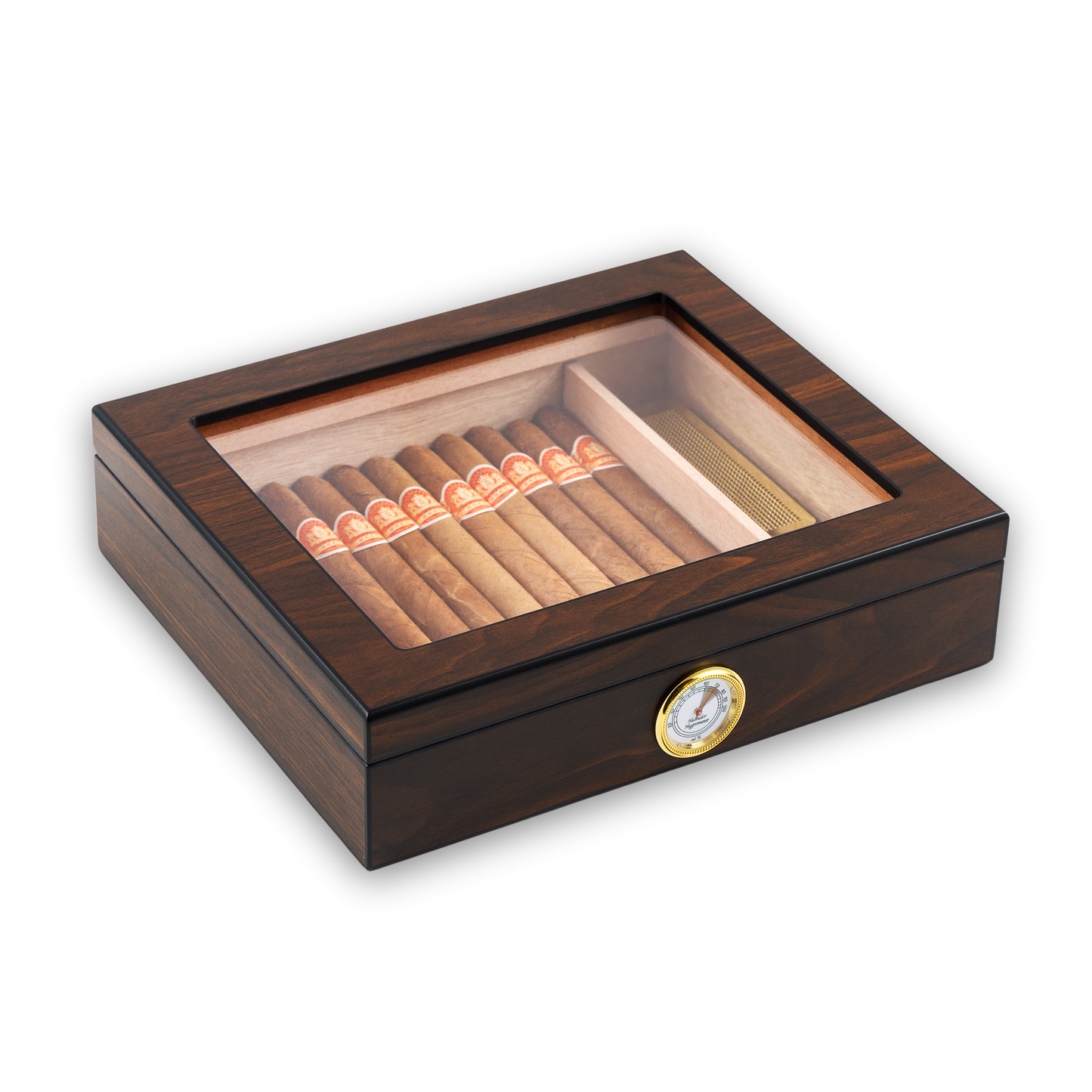 Minuto A5060 Monogrammed Cigar Humidor, 20-25 CT, Walnut Finish