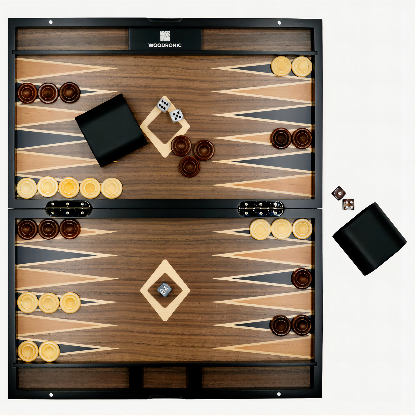 A5040 Backgammon Set, Walnut Maple Mahogany Veneers