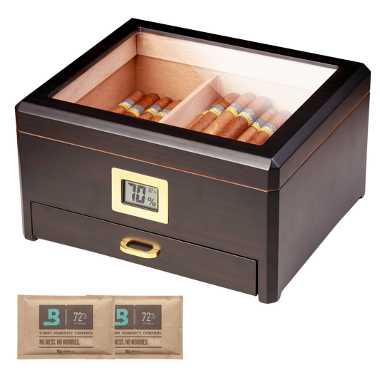 Enstatite A5043 Cigar Humidor, 25-50 CT, Ebony Finish