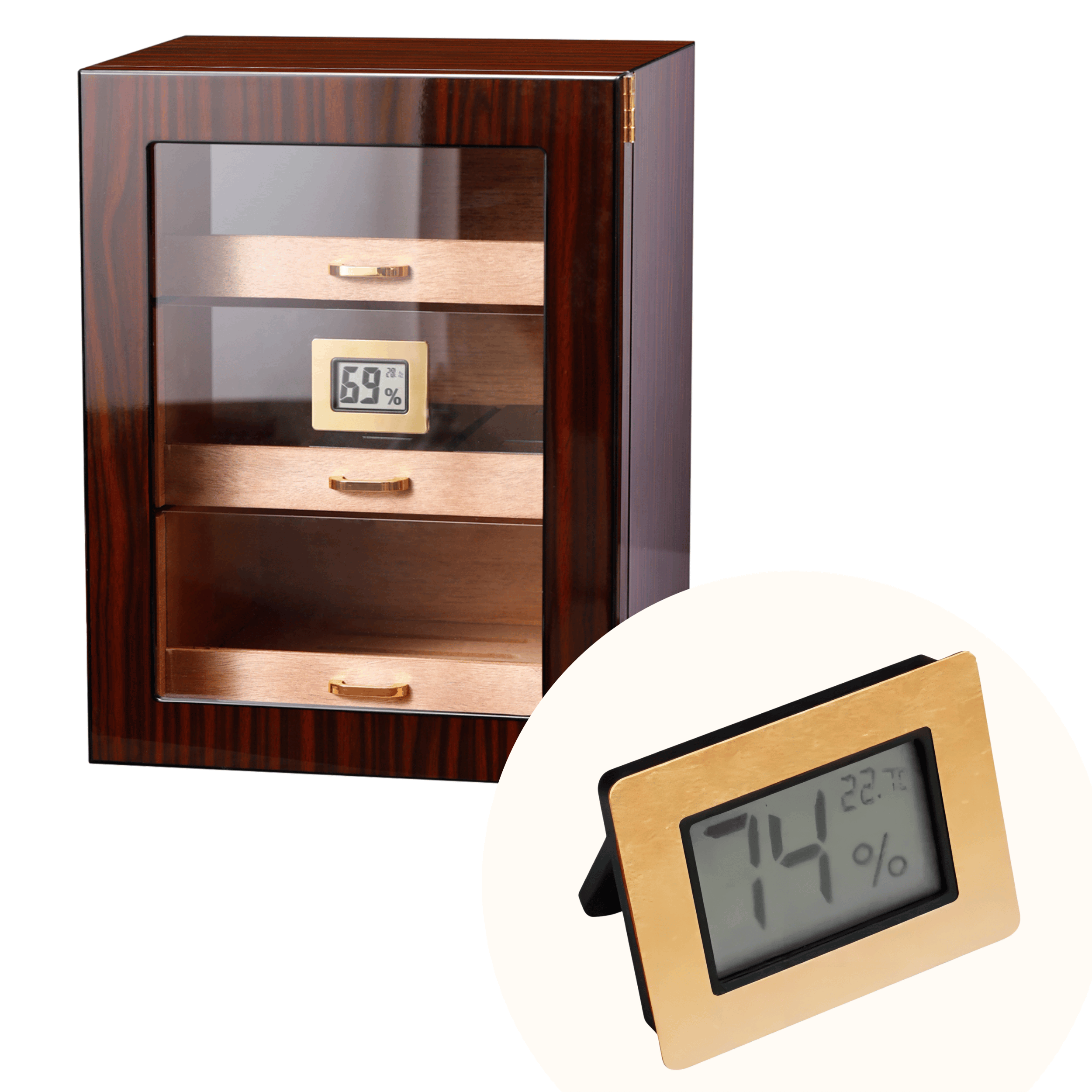 Don Salvatore Digital and Analog Cigar Hygrometer Gold FH-1539G