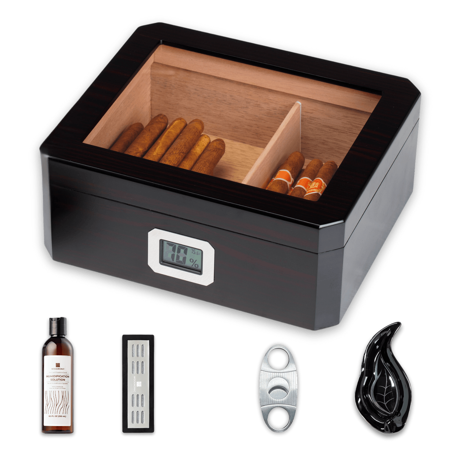 Mantle A5059Pro Cigar Humidor, 35-50 CT, Ebony Finish