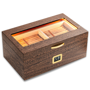 Woodronic Inlumino A5062 Cigar Humidor, 50-100 CT, Wenge Finish