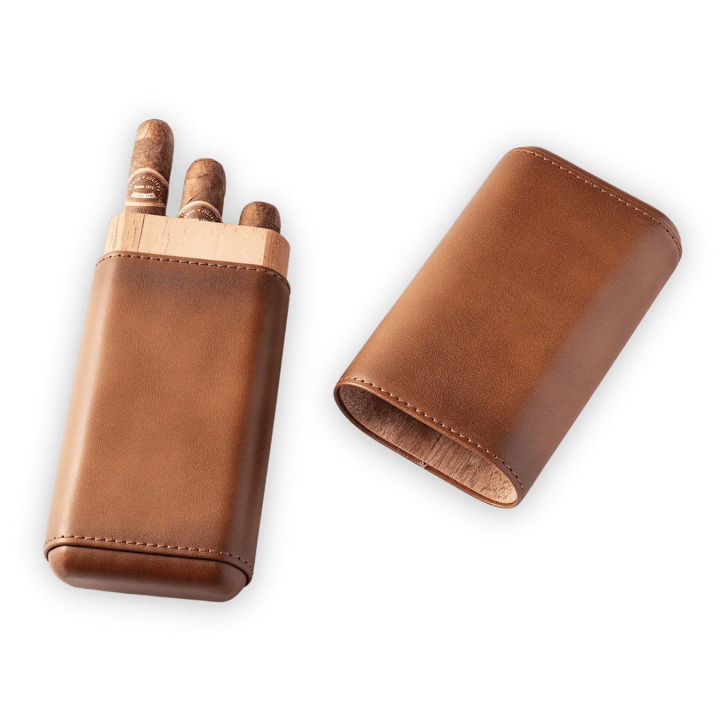 Emberro A5064 Cigar Case, 3 CT, Genuine Leather