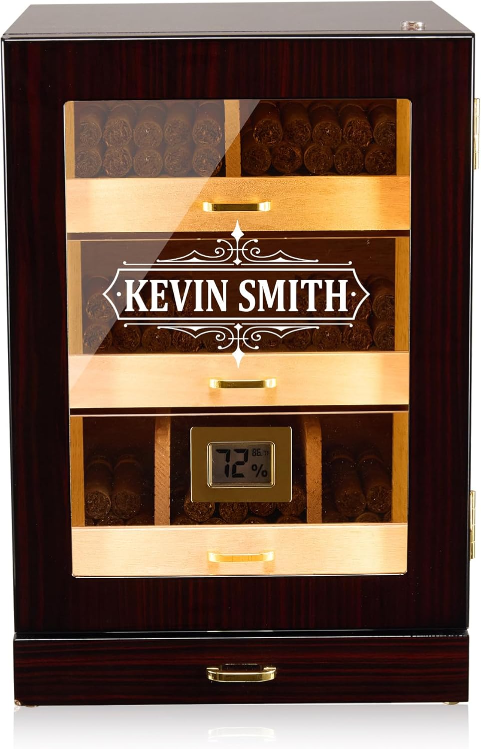 Axinite A5054Pro Monogrammed Cigar Cabinet, 100-150 CT, Ebony Finish