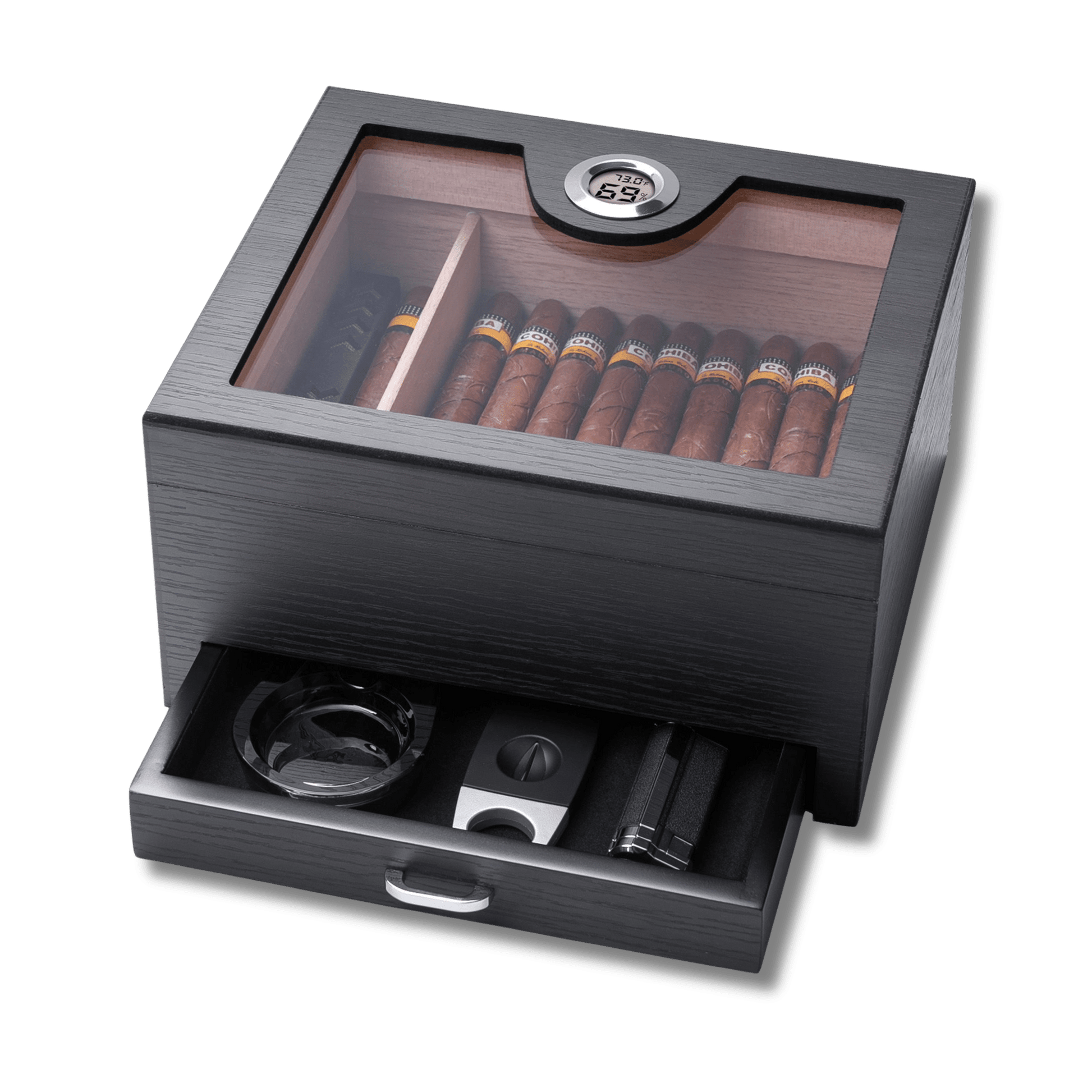 CINOROW Cigar Humidor, 25-50 ct, Handscraped Grain