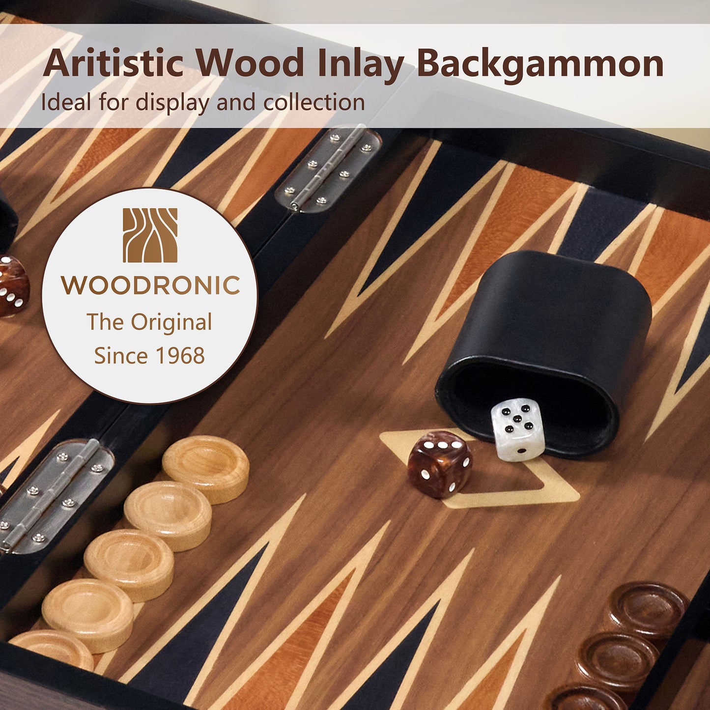 A5040 Backgammon Set, Walnut Maple Mahogany Veneers