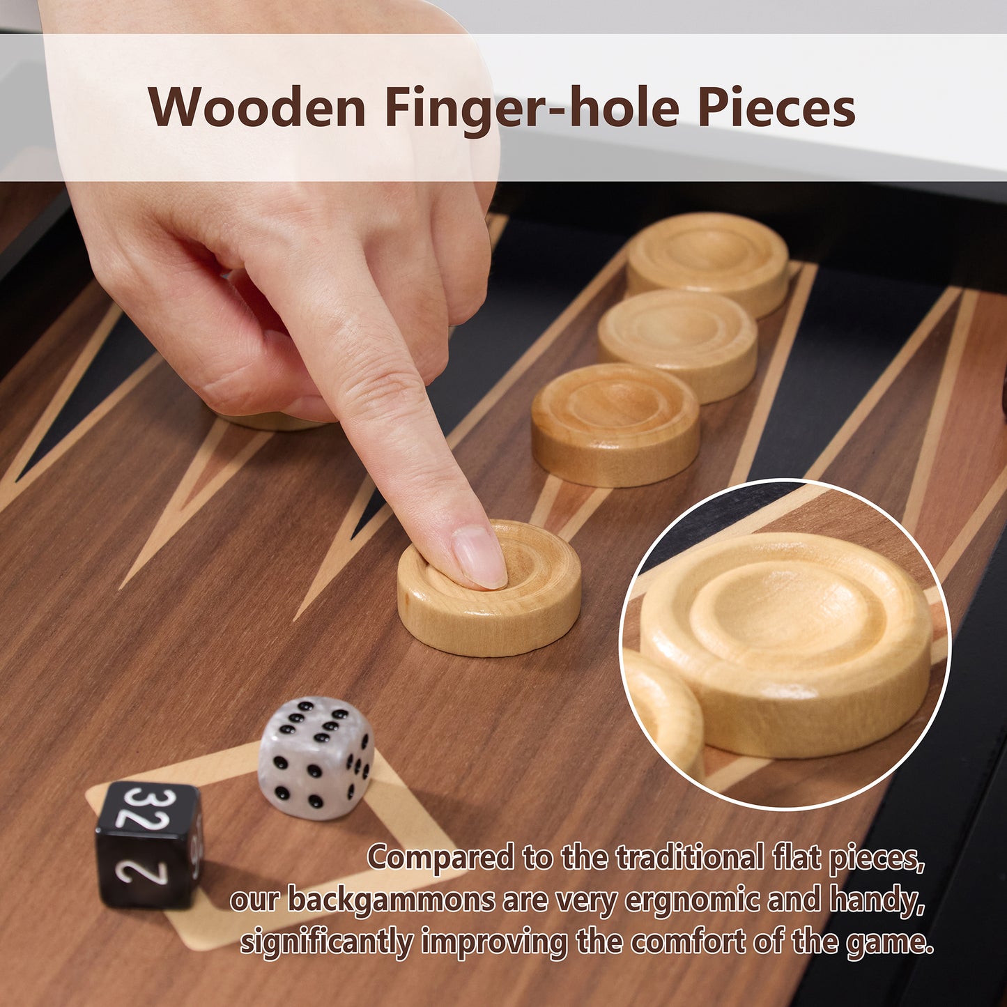 A5040 Backgammon Set, Walnut Maple Mahogany Veneers