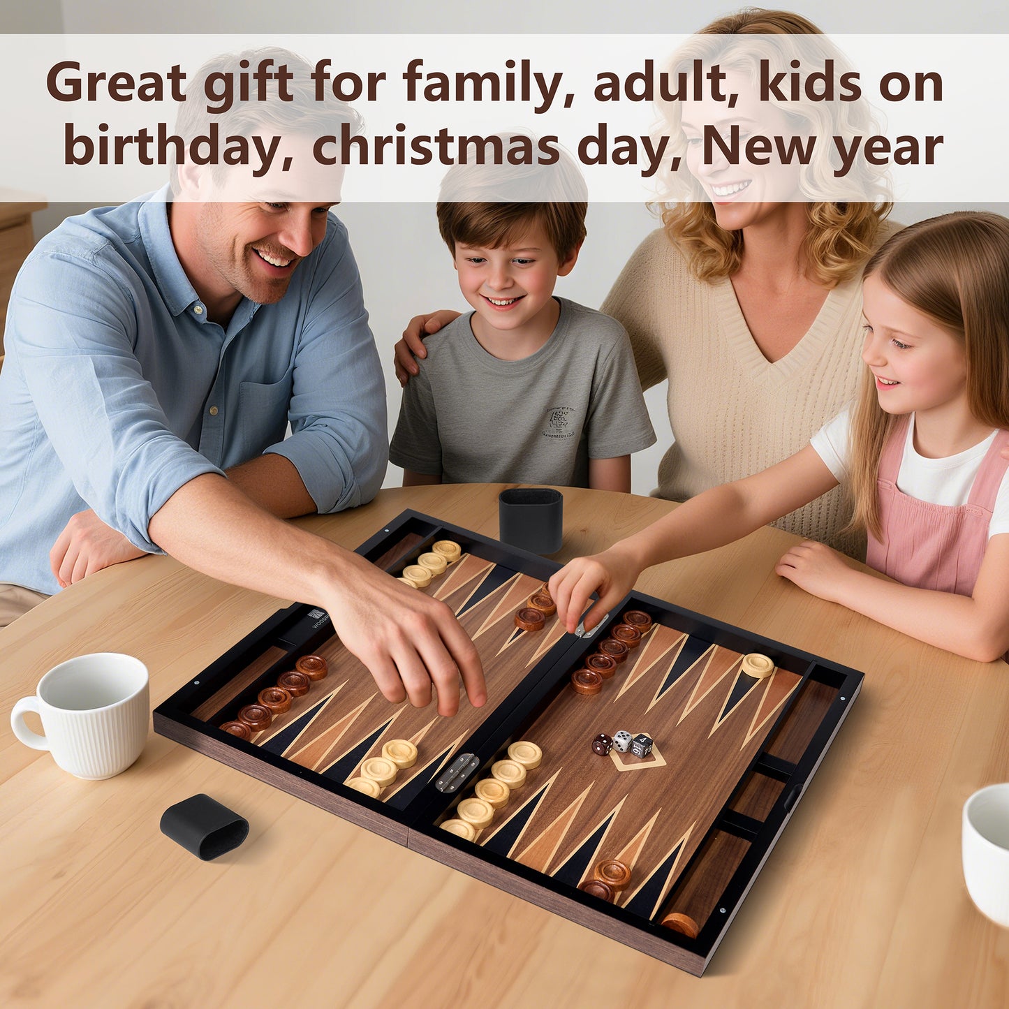 A5040 Backgammon Set, Walnut Maple Mahogany Veneers