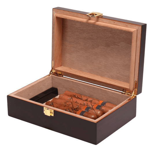 Woodronic Luxury Slim Cigar Humidor: Portable Cedar Wood Humidor for 10 Cigars
