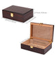 A two-view illustration of the cigar humidor: a closed view with external dimensions (8.6in/22cm × 5.7in/14.5cm × 2.7in/6.9cm) and an open view with internal dimensions (7.9in/20.2cm × 5in/12.7cm × 1.7in/4.4cm).