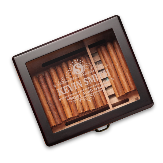 Woodronic Custom Cigar Humidor: 50-80 Count Luxury Cigar Humidor with Accessory Drawer, Tray & 2x Boveda 72% Packs
