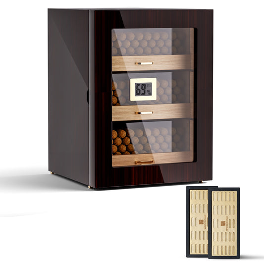 Woodronic Custom Luxury Ebony Wood Cigar Humidor Cabinet with Drawers & Digital Hygrometer