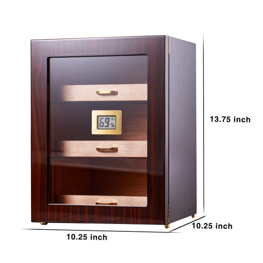 Woodronic Custom Luxury Ebony Wood Cigar Humidor Cabinet with Drawers & Digital Hygrometer
