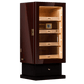 Glossy ebony wood 4-drawer cigar humidor with LED lighting, digital hygrometer, and lockable base, ideal for premium cigar storage.