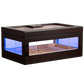 Ebony wood cigar humidor with RGB LED lighting, glass windows, and Spanish cedar interior, ideal for premium cigar display and storage.
