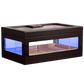 Ebony wood cigar humidor with RGB LED lighting, glass windows, and Spanish cedar interior, ideal for premium cigar display and storage.