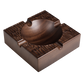 Square dark walnut cigar ashtray with hand-carved texture, 4 cigar rests, and deep bowl for premium cigar use.