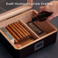 Woodronic Luxury Desktop Cigar Humidor Set | Glass Top Ebony Edition for 50 Cigars