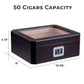 Woodronic Luxury Desktop Cigar Humidor Set | Glass Top Ebony Edition for 50 Cigars