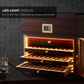 LED light display illuminates tiered cigar compartments, highlighting the collection for a premium showcase effect.