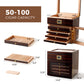 50-100 cigar capacity humidor with dimensions 12.5x10.4x12.5 inches, featuring removable trays and dividers for flexible storage.
