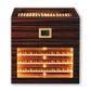 Ebony wood tiered cigar humidor with LED lighting, digital hygrometer, and glass display, ideal for showcasing and storing premium cigars.