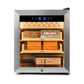 Stainless steel electric cigar humidor with digital climate control, Spanish cedar shelves, and 300-cigar capacity for premium storage.